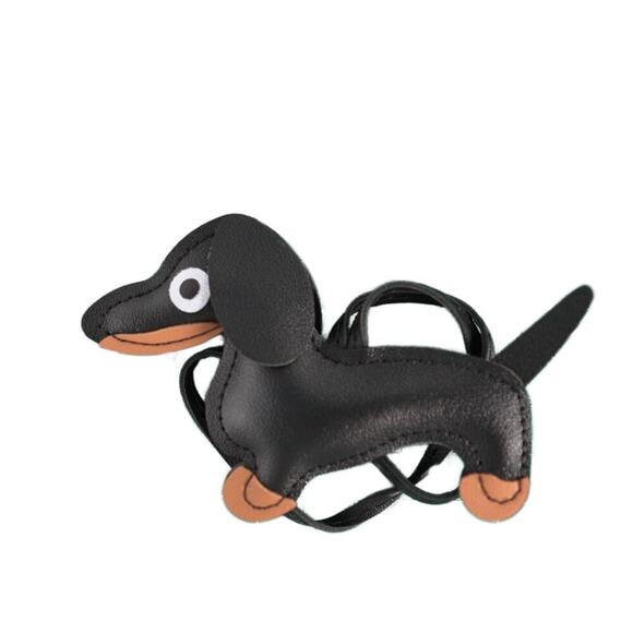 Unbranded Handbags - Dachshund Bag Charm Keychain Faux Leather Dog Mom Y2K Cottagecore Black NWT